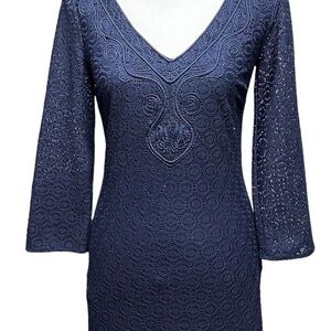 Lilly Pulitzer Alden Tunic Dress Size XL Lace Mini Geo Circle Knit Lace
